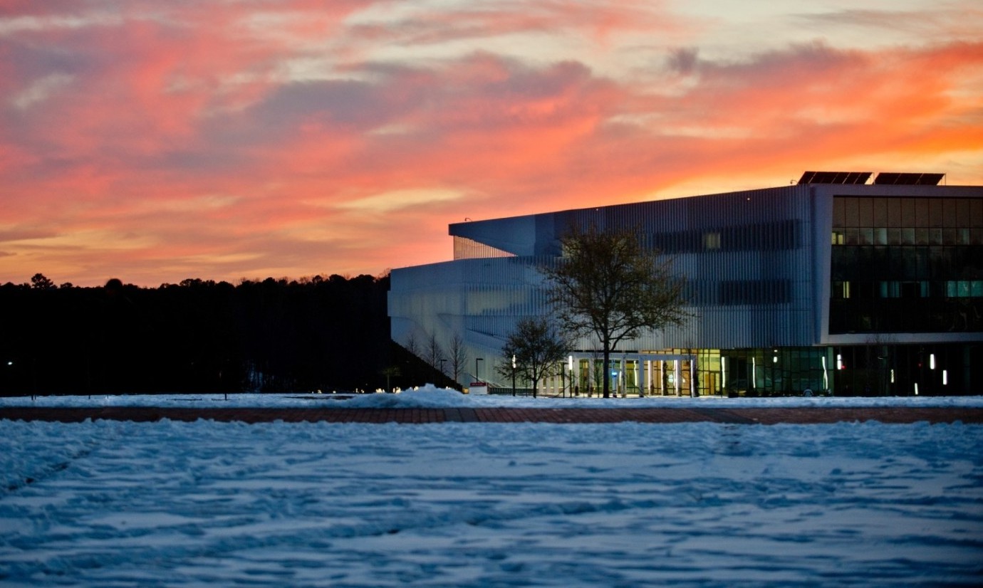 Hunt Library in the snow