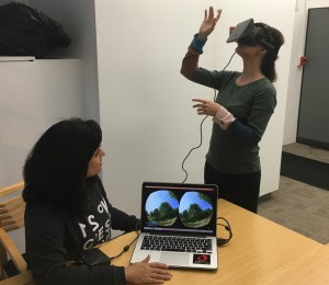 Sonika and research subject wearing Oculus