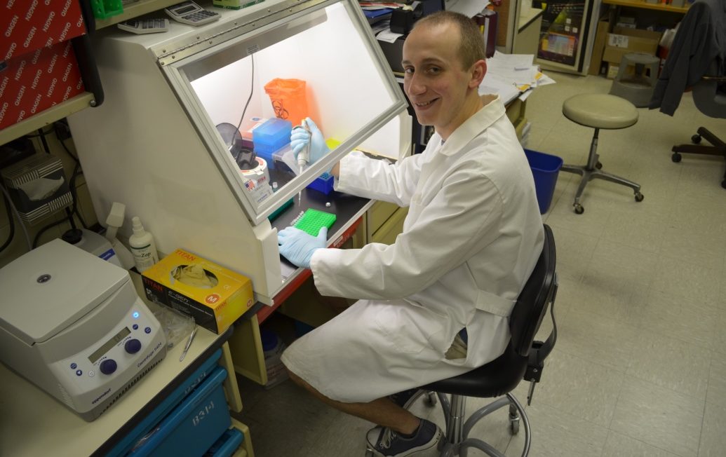 Alexander at his lab bench