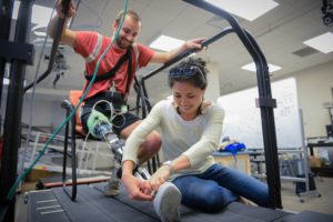 Brandt with Humphries on treadmill