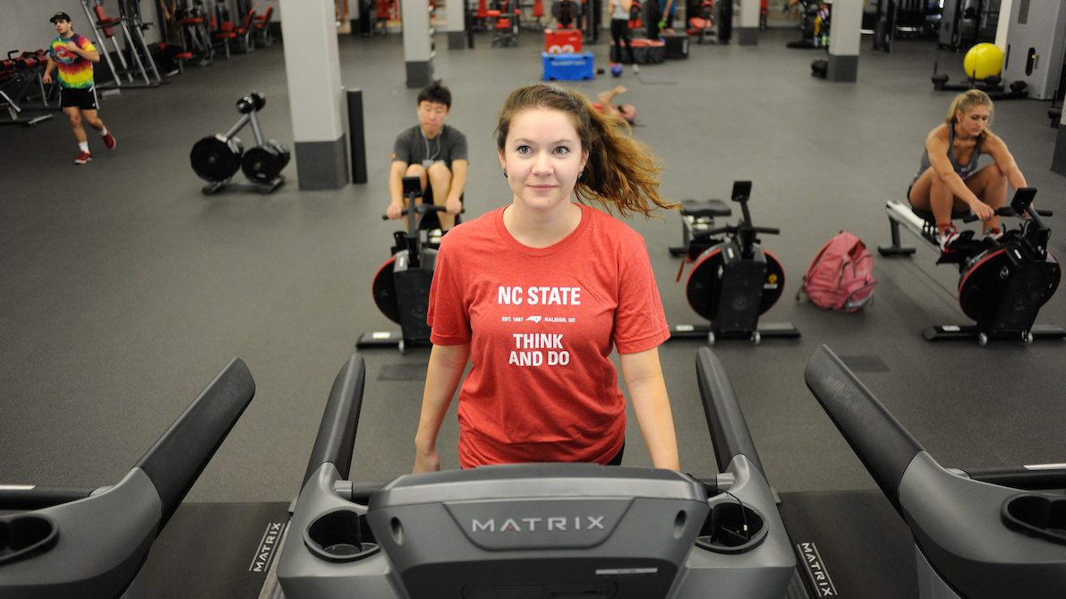 woman walking on treadmill