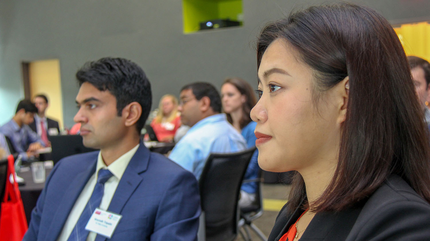 Two students sitting at table