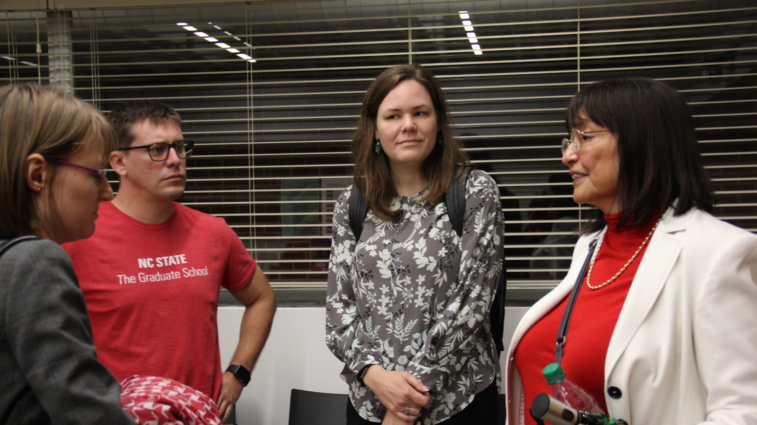 Notes from the Field Reception. From left to right: Katie Homar, Joe Aldinger, Vanessa Doriott-Anderson, and Lydia Villa Komaroff