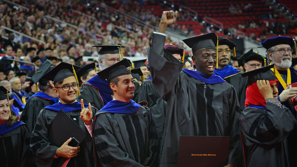 Graduate students at commencement