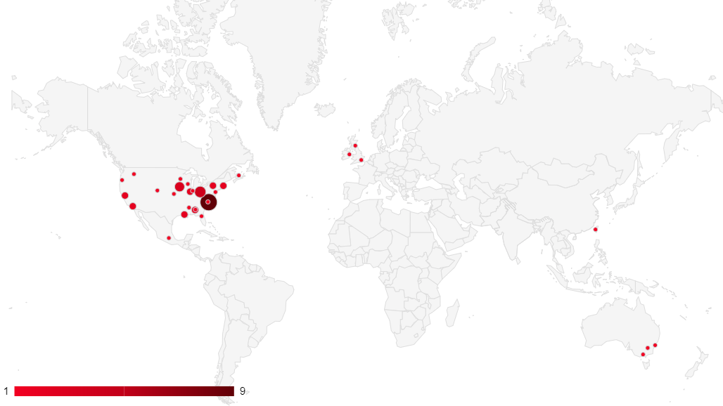 Map of where our postdocs are coming from