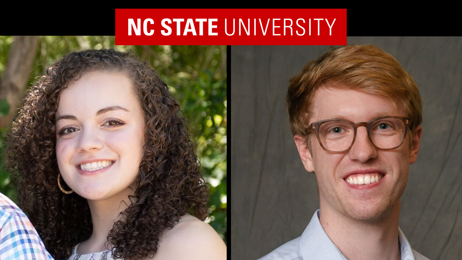 A photo of Olivia Dioli and Kevan Knizner headshots below the NC State University red logo