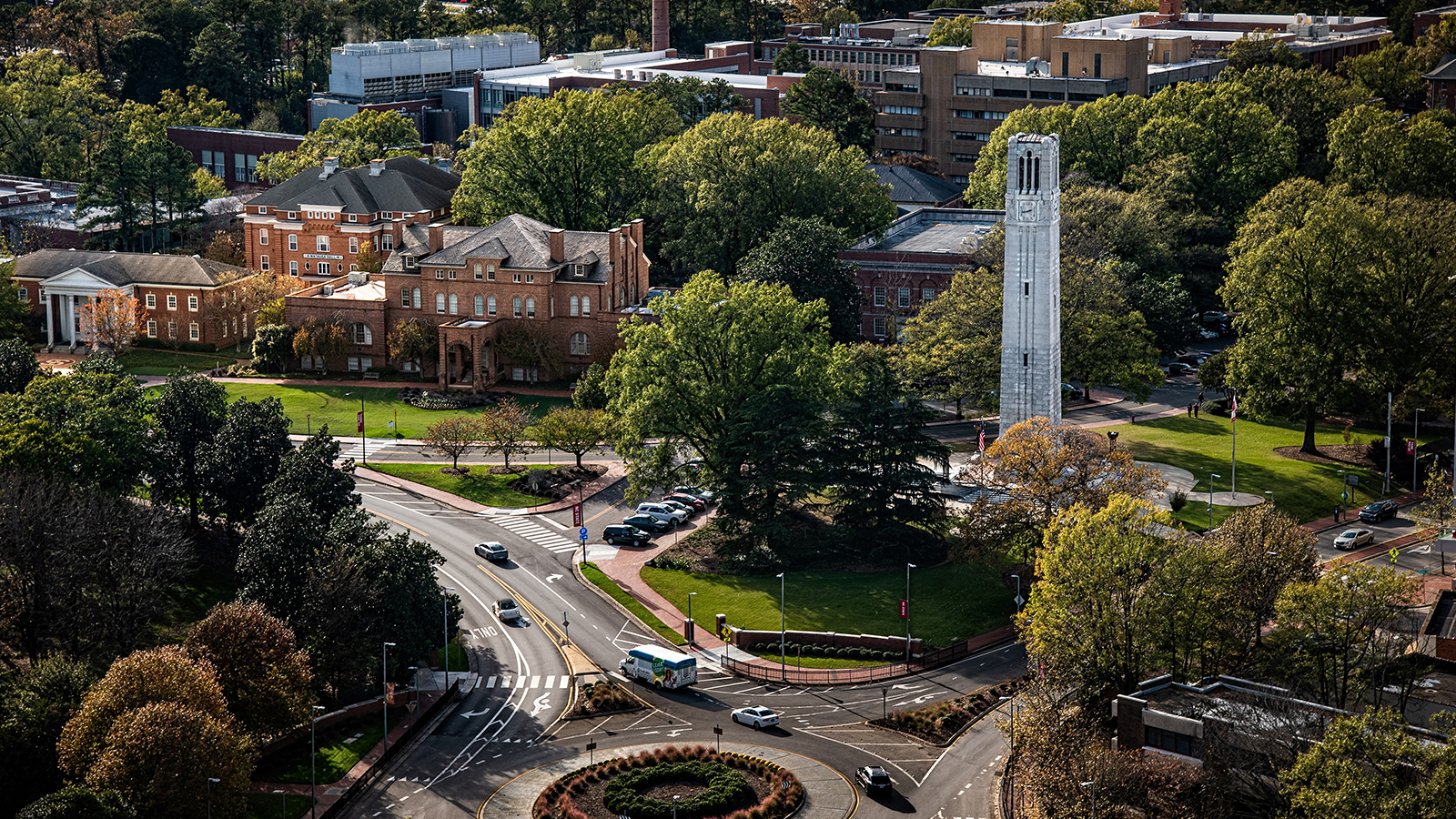 An aerial photo of main campus.