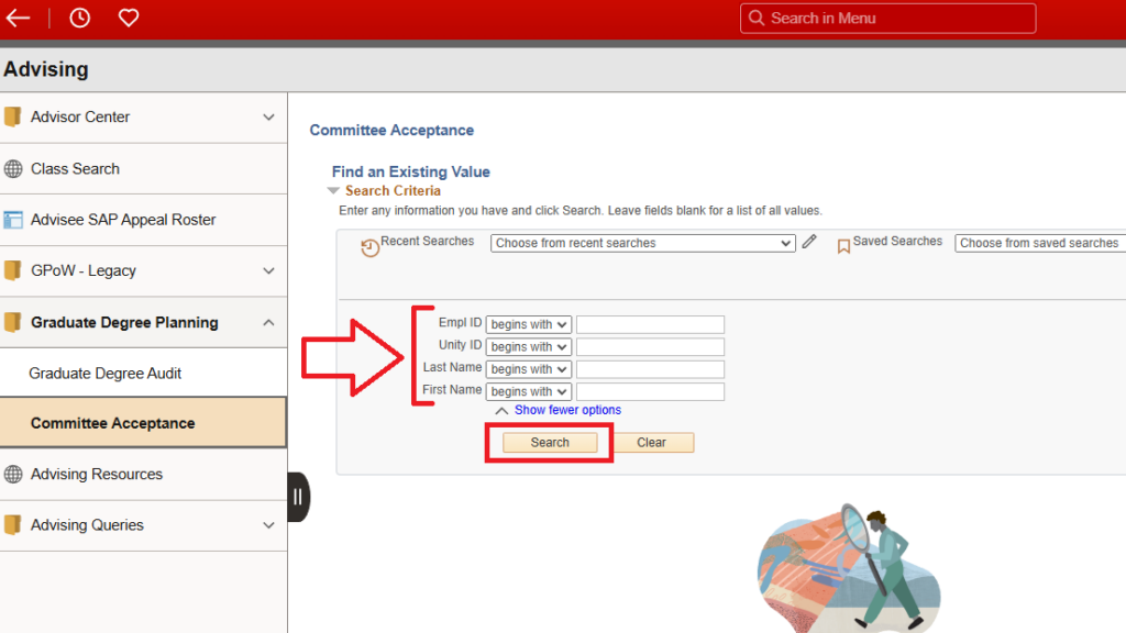 Screenshot showing the Committee Acceptance page in SIS