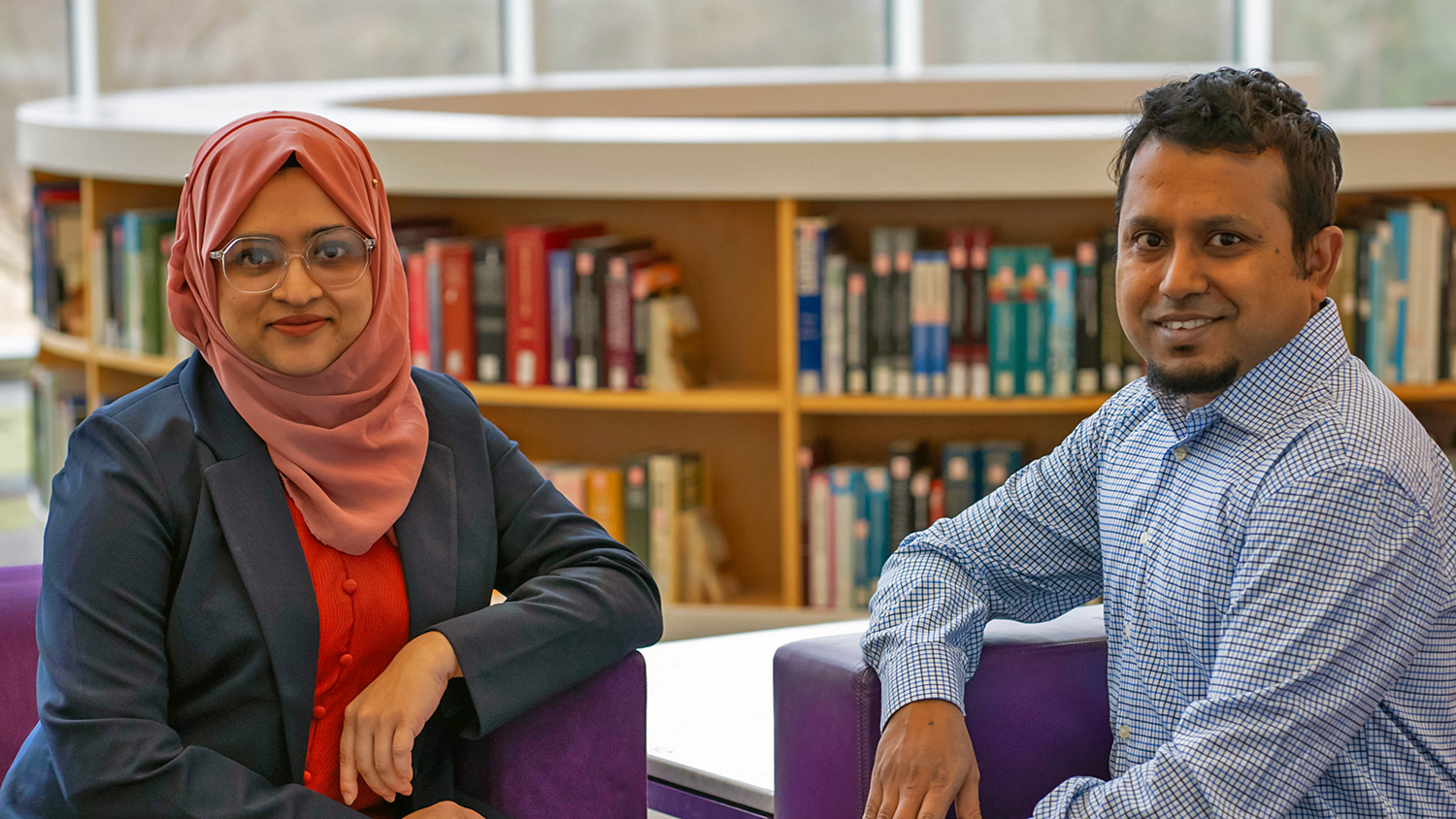 Sabila and Abdullah in Hunt Library